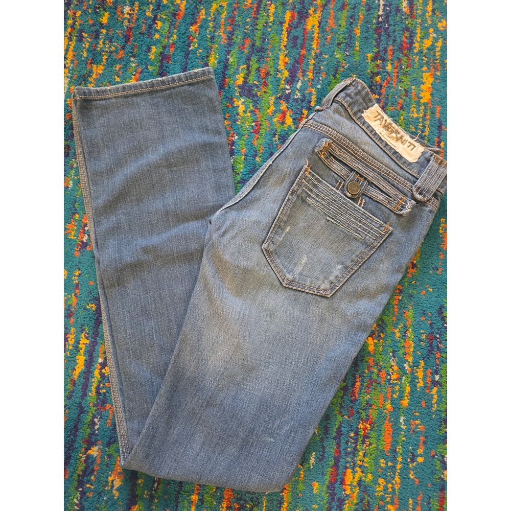 Y2K Taverniti So Jeans Janis Bootcut Blue Distressed Denim Womens Size 27